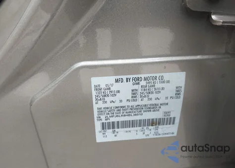 2017 Lincoln Mkx Reserve z USA, uszkodzony, nr VIN 2LMPJ6LR8HBL38510